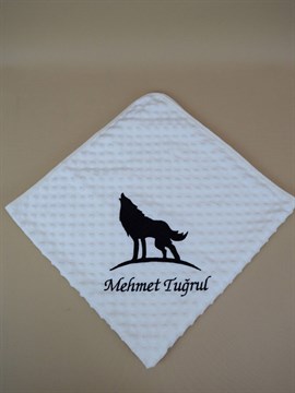Ana Kuzusu İsme Özel Nohut Battaniye  Kurt  Nakışlı 1BNA41