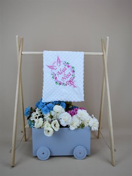 Ana Kuzusu İsme Özel  Nohut Battaniye Melek Kanat Çiçek  Desen 1PBPD93