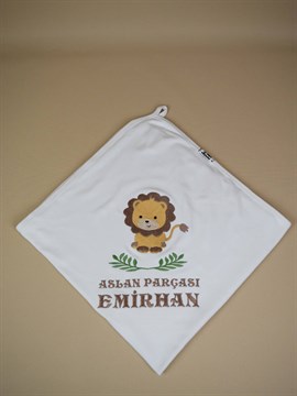 Ana Kuzusu İsme Özel Penye Battaniye Aslan Nakışlı 1BNA41