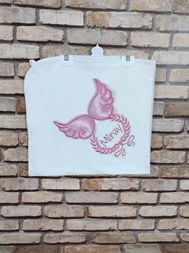 Ana Kuzusu İsme Özel Penye Battaniye Aplike Saten Kanat 1BSK02