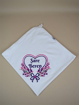 Ana Kuzusu İsme Özel Penye Battaniye Çiçek Kalp 1BNT80