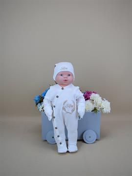 Ana Kuzusu İsme Özel Tulum Seti  Arpa Desen Çelenk  Nakışlı   3AD92