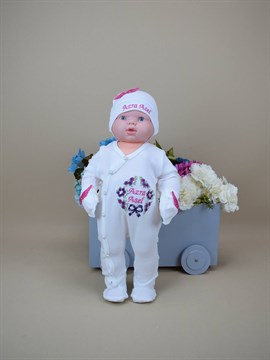 Ana Kuzusu İsme Özel Tulum Seti Çiçek Buket Desen  Nakışlı   3ÇBD91