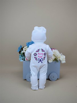 Ana Kuzusu İsme Özel Tulum Seti Çiçek Buket Desen  Nakışlı   3ÇBD91