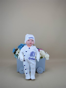 Ana Kuzusu İsme Özel Tulum Seti Çınar Ağacı Desen  Nakışlı   3ÇAD91