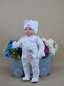 Ana Kuzusu İsme Özel Tulum Seti Gökkuşağı  Nakışlı   3SGK91