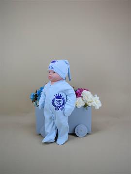 Ana Kuzusu İsme Özel Tulum Seti  Kral Taç Desen Çelenk  Nakışlı   3AD93