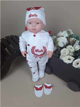 Ana Kuzusu İsme Özel Tulum Seti Nakışlı Aplike kanatlı  Ttk 3SATK20