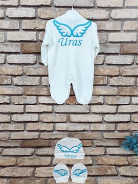 Ana Kuzusu İsme Özel Tulum Seti Nakışlı Aplike Kanatlı 3SAKP9