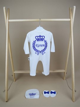 Ana Kuzusu İsme Özel Tulum Seti Nakışlı Taçlı Çelenk Taç 3SFCT74