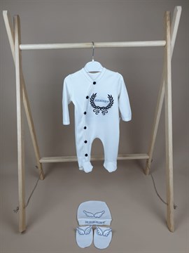 Ana Kuzusu İsme Özel Tulum Seti Nakışlı Aplike Çelenk Kanat 3SACK03