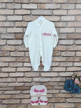 Ana Kuzusu İsme Özel Tulum Seti Nakışlı Aplike Sivri Kanat 3TSPK03