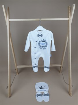 Ana Kuzusu İsme Özel Tulum Seti Nakışlı Çelenk Taç 3SCT98