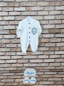 Ana Kuzusu İsme Özel Tulum Seti Nakışlı Aplike Dikişli Kanat  3TAN03