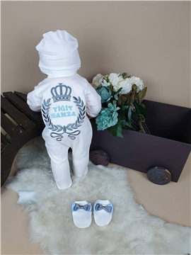 Ana Kuzusu İsme Özel Tulum Seti Nakışlı fiyonklu Taçlı Çelenk Taç 3SFCT90