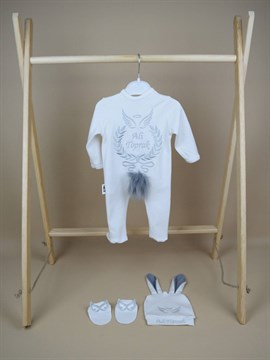 Ana Kuzusu İsme Özel Tulum Seti Nakışlı Çelenk Taç Tavşan 3SMK99