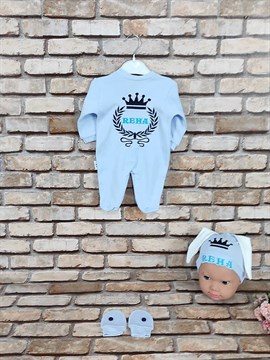 Ana Kuzusu İsme Özel Tulum Seti Nakışlı Tavşan Çelenk Taç 3SCT66