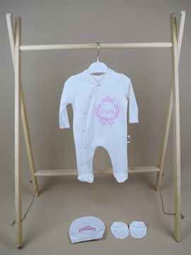 Ana Kuzusu İsme Özel Tulum Seti Nakışlı Taçlı Çelenk Taç 3SFCT61