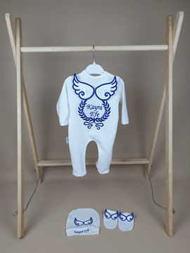 Ana Kuzusu İsme Özel Tulum Seti Nakışlı Aplike Kanat Çelenk 3SCK64