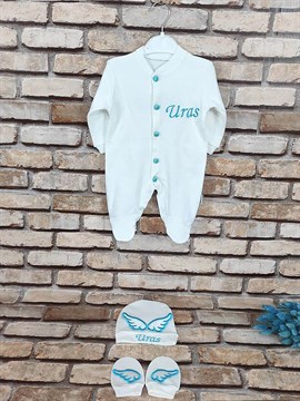 Ana Kuzusu İsme Özel Tulum Seti Nakışlı Aplike Kanatlı 3SAKP9