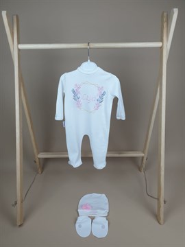 Ana Kuzusu İsme Özel Tulum Seti Nakışlı  3SC96