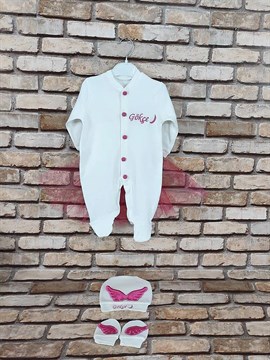 Ana Kuzusu İsme Özel Tulum Seti Nakışlı Simge İsim Aplike Kanat Tütülü  3SATK56