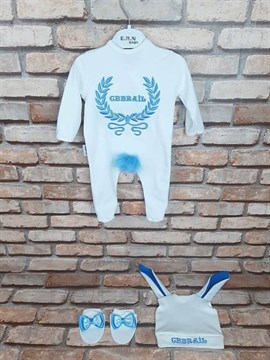 Ana Kuzusu İsme Özel Tulum Seti Nakışlı Tavşan  3SCT85