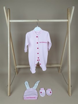 Ana Kuzusu İsme Özel Tulum Seti Nakışlı Tavşan Harf 3SYHP67