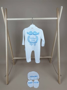 Ana Kuzusu İsme Özel Tulum Seti Nakışlı Aplike Dikişli Kanat  3TAN03