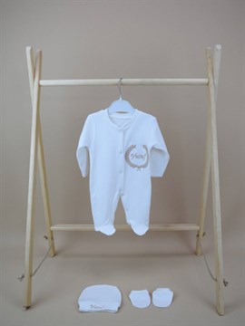 Ana Kuzusu İsme Özel Tulum Seti Nakışlı Çelenk  3SZC81