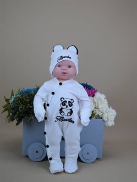 Ana Kuzusu İsme Özel Tulum Seti Panda Desen  Nakışlı   3ÇAD91