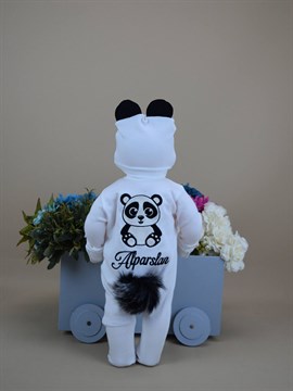 Ana Kuzusu İsme Özel Tulum Seti Panda Desen  Nakışlı   3ÇAD91