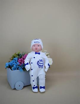 Ana Kuzusu İsme Özel Tulum Seti Taçlı Çelenk Desen  Nakışlı   3NTD93