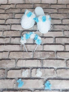 Ana Kuzusu Özel Tasarım Lohusa Terlik Taç Seti 1LT02