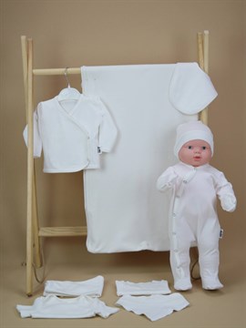 Anakuzusu Unısex  10 Parça Hastane Çıkışı Zıbın Seti Organik Pamuk  Ekru Rengi