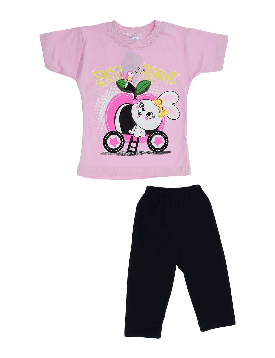 Ana Kuzusu Bilkon Baby Kız Bebek Tavşan Baskılı Penye Takım