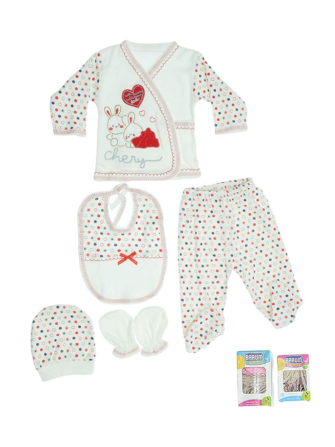 Ana Kuzusu Bombino Tavşan Nakışlı Kız Bebek 7 Parça Yenidoğan Hediye Paketi