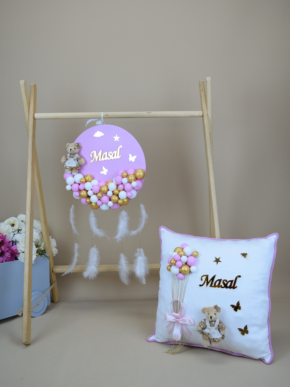 Ana Kuzusu İsme Özel 30 cm Supla Kapı süsü  Pleksi Yastık Seti 02SSY13