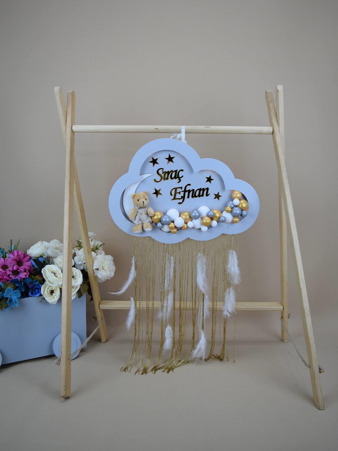 Ana Kuzusu İsme Özel Ahşap Bulut Kapı Süsü 1KPG33