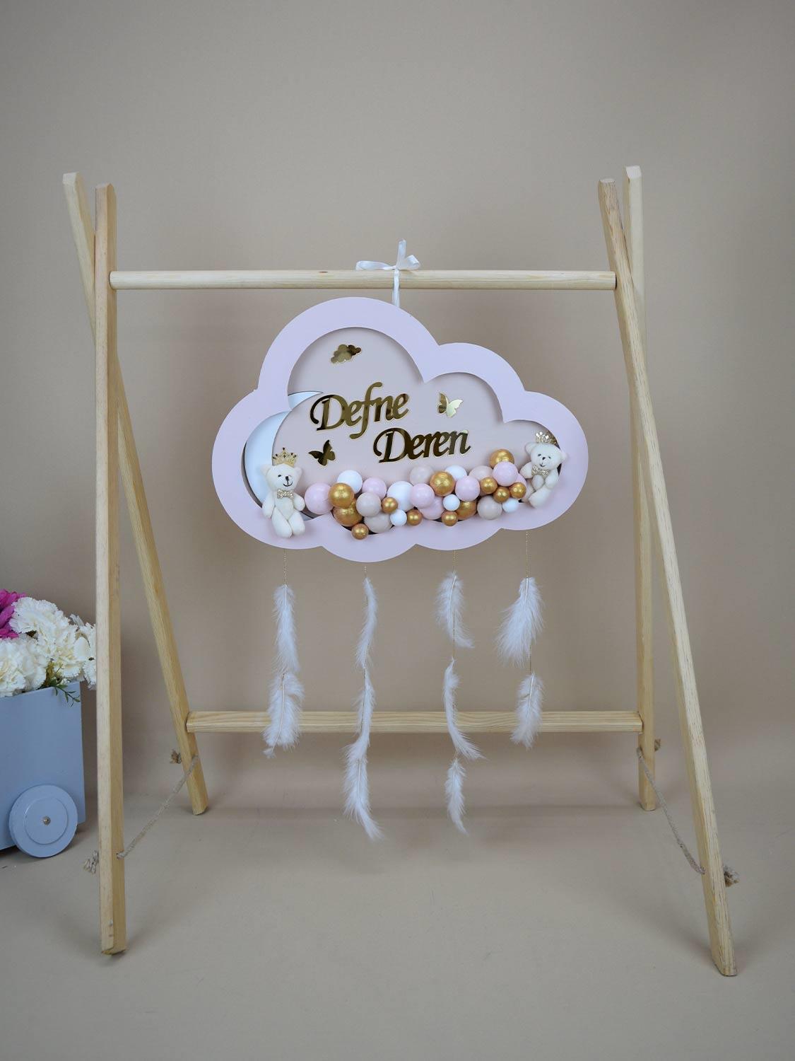 Ana Kuzusu İsme Özel Ahşap Bulut Kapı Süsü 1KPG35