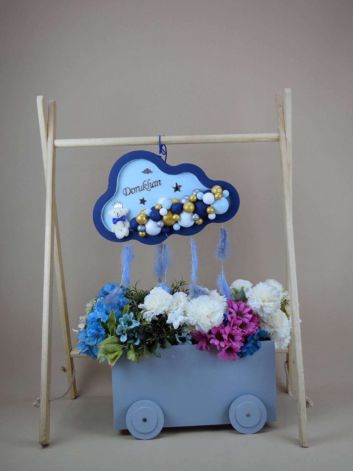 Ana Kuzusu İsme Özel Ahşap Bulut Kapı Süsü 1KPL68