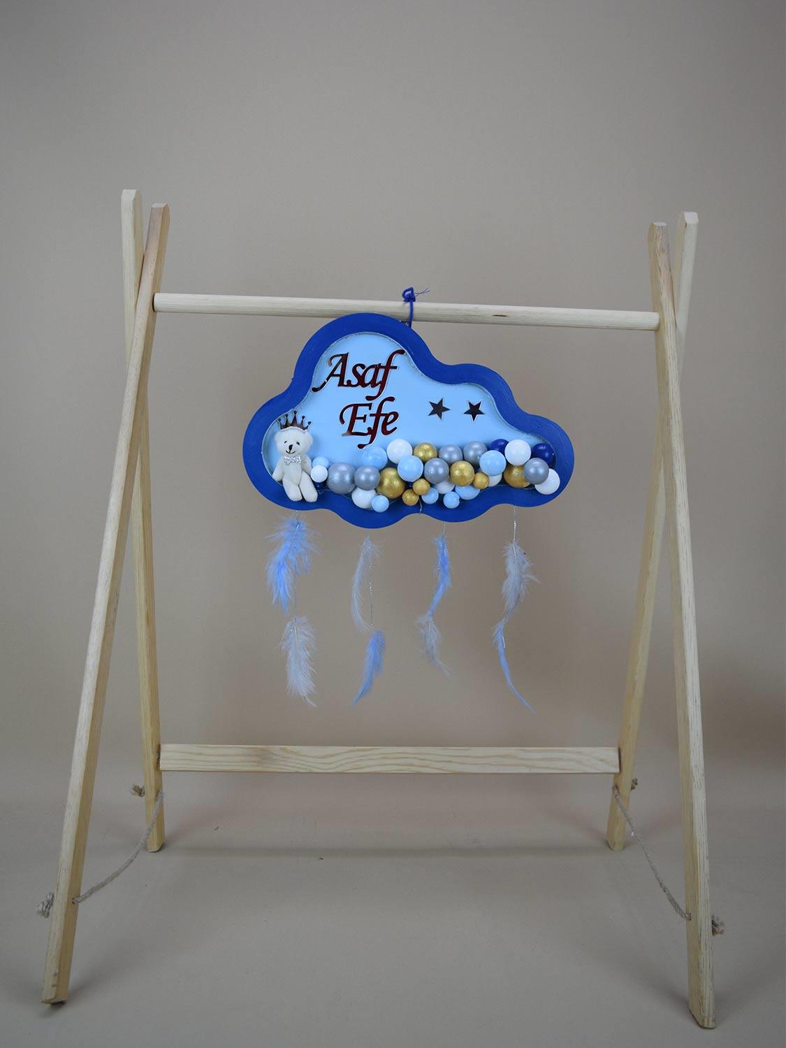 Ana Kuzusu İsme Özel Ahşap   Bulut Kapı Süsü 1KPL67