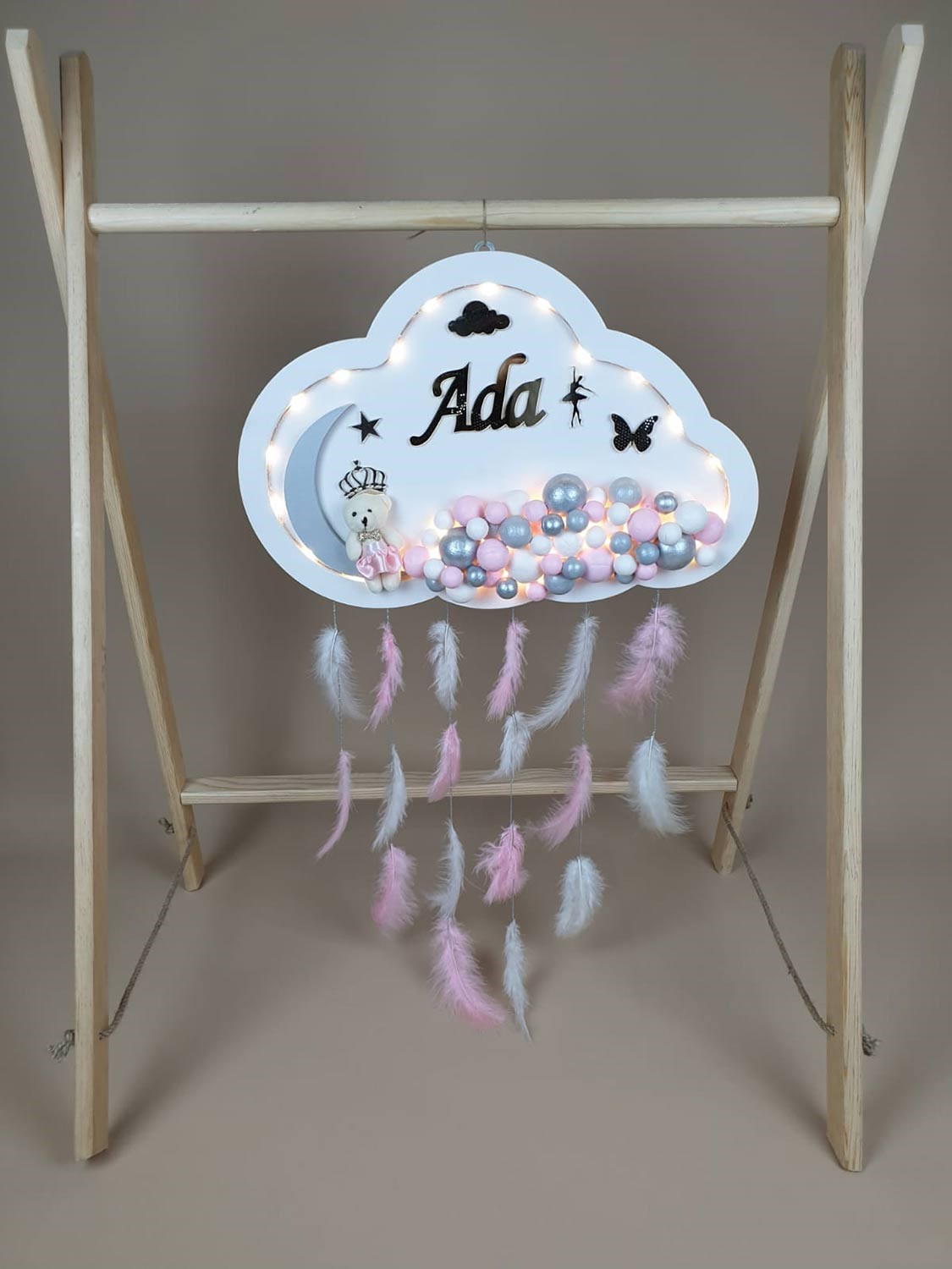 Ana Kuzusu İsme Özel Ahşap Bulut Kapı Süsü 1KPL58