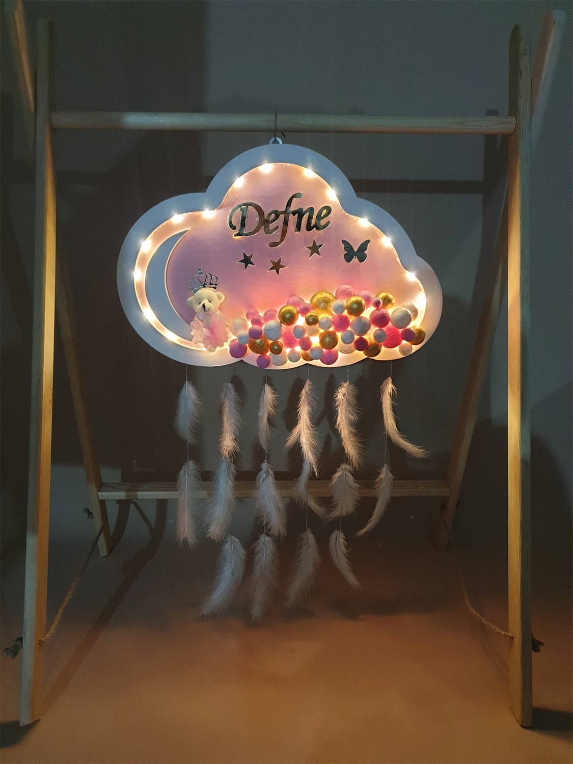 Ana Kuzusu İsme Özel Ahşap Bulut Kapı Süsü 1KPM83