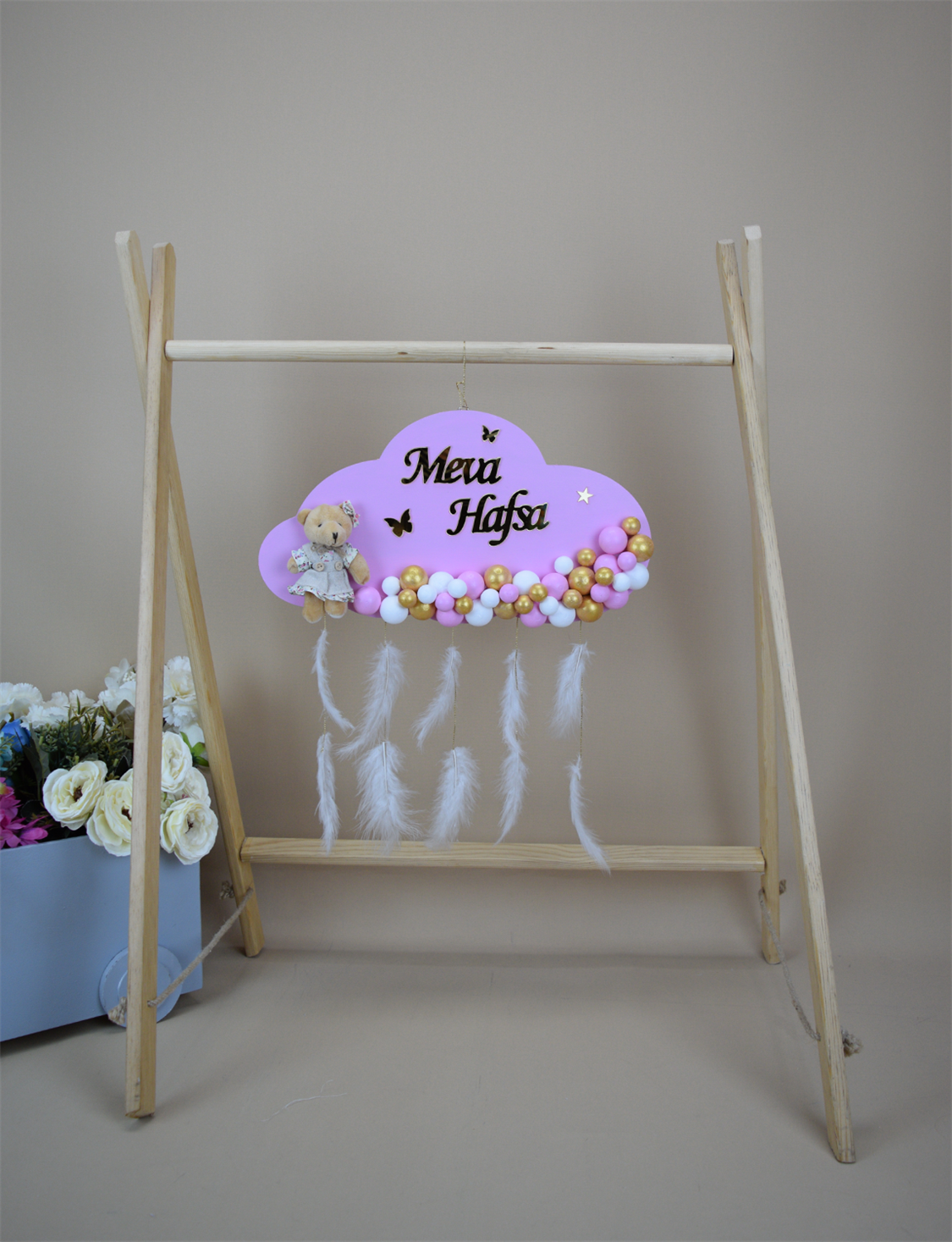 Ana Kuzusu İsme Özel Ahşap Bulut Kapı Süsü 1KPBK52