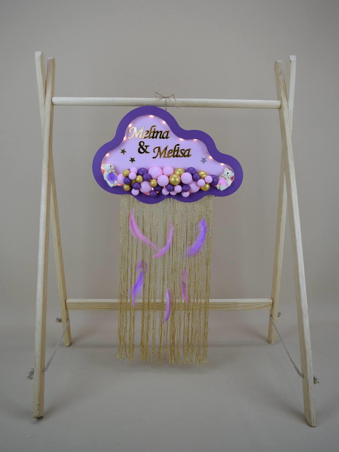 Ana Kuzusu İsme Özel Ahşap Bulut Kapı Süsü 1KPG37