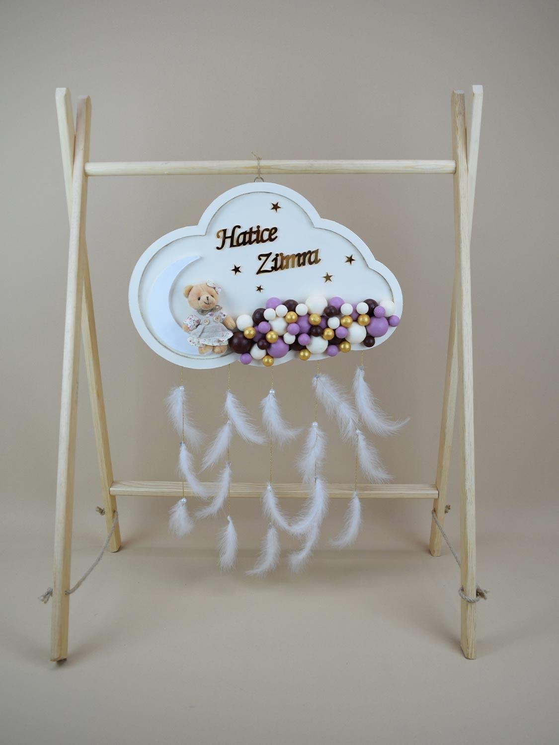 Ana Kuzusu İsme Özel Ahşap Bulut Kapı Süsü 1KPG31