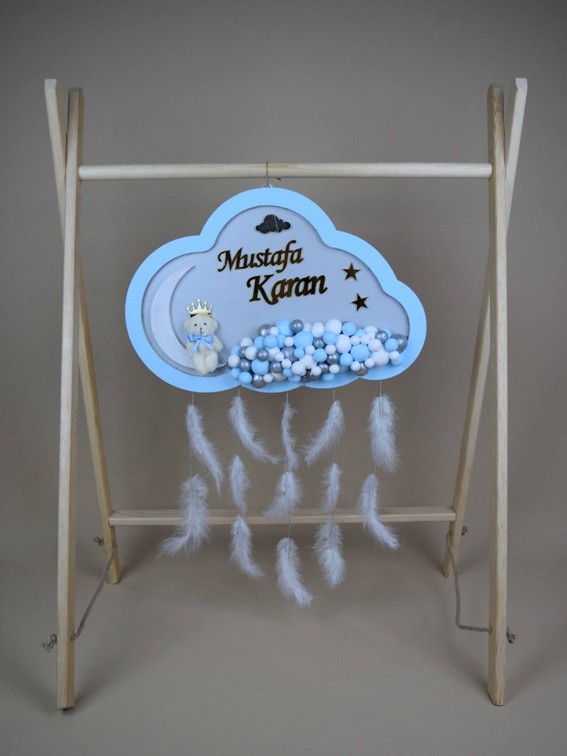 Ana Kuzusu İsme Özel Ahşap Bulut Kapı Süsü 1KPG60