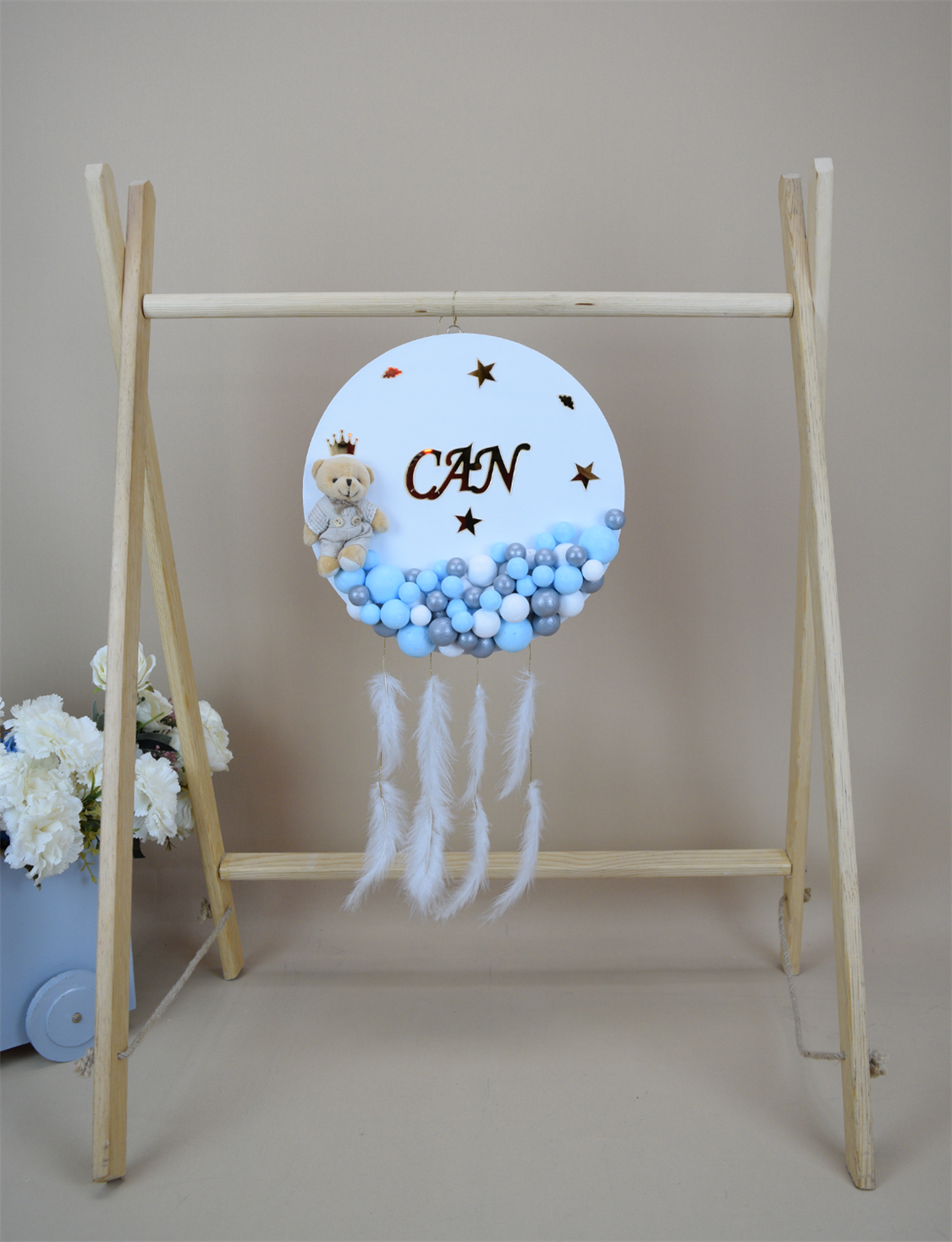 Ana Kuzusu İsme Özel Ahşap Yuvarlak  Kapı Süsü 1KPG54