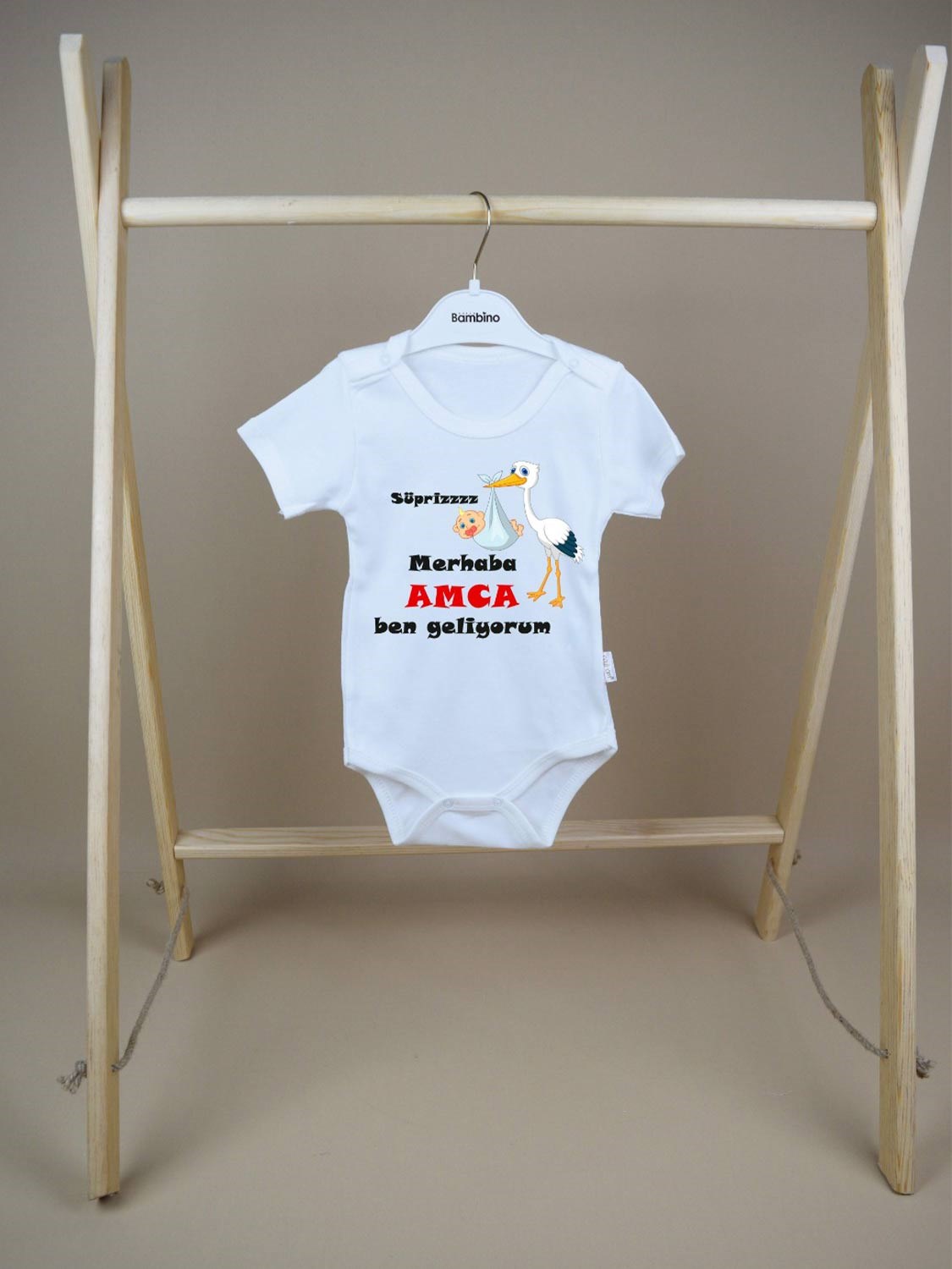 Ana Kuzusu İsme Özel Baskı Çıtçıtlı Amca Süpriz Leylek  Baskılı 1BDK95